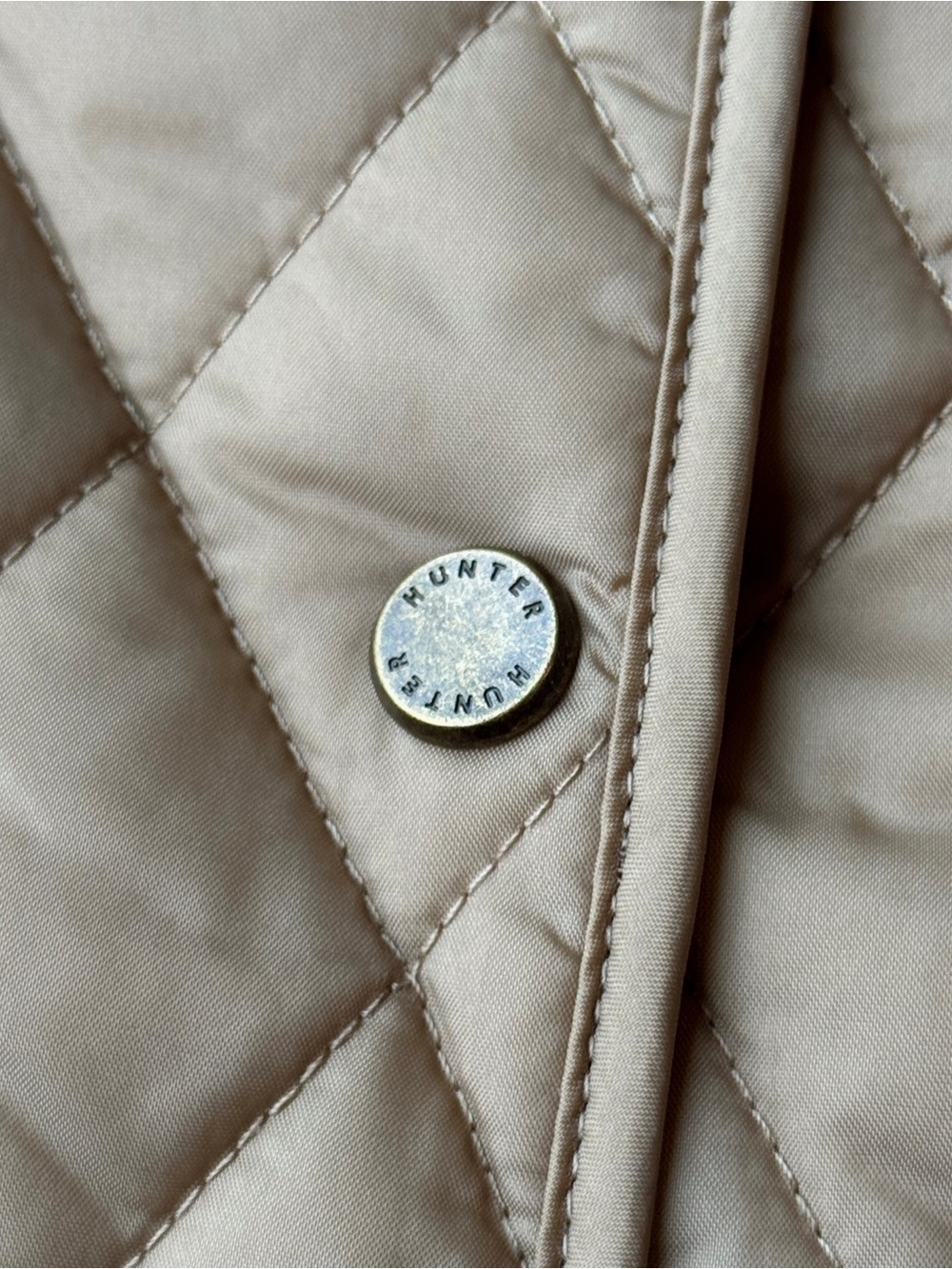Hunter Quilted Beige Barn Jacket with Brown Corduroy Collar British Coat Brown - Picture 4 of 11